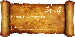 Szanyi Geraszim névjegykártya